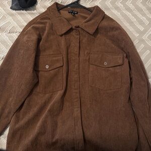 Brown Corduroy Button-Up Shirt